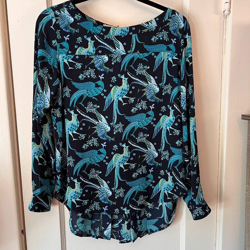 Ladies Loft Roll Tab Long‎ Sleeved Blouse Size XSP Pre-owned Peacock Boa…